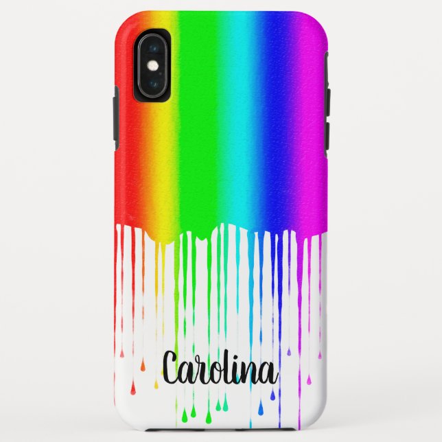 Dripping Paint Rainbow, Personalized with Name Case-Mate iPhone Case (Back)