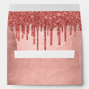 Dripping Peach Glitter Terra Cotta Coral Orange Envelope
