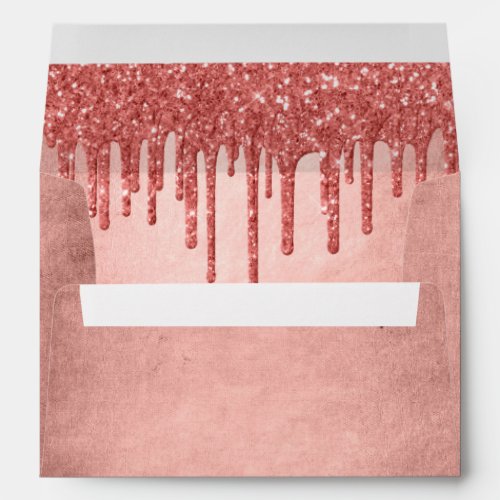 Dripping Peach Glitter  Terra Cotta Coral Orange Envelope