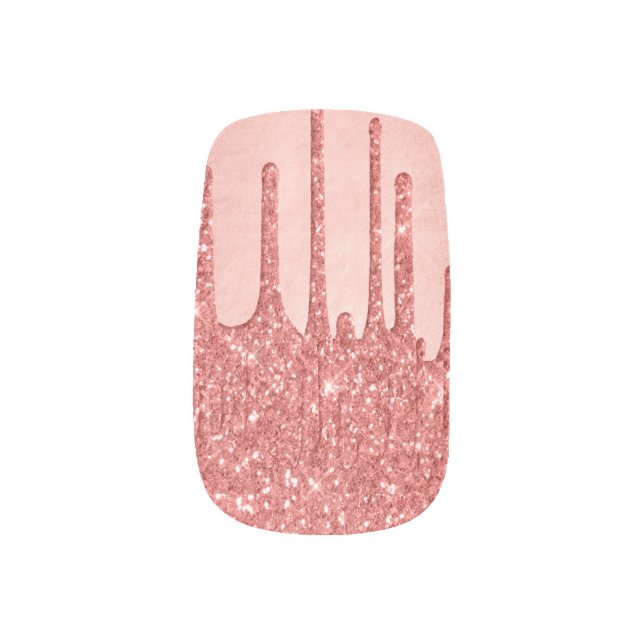Dripping Peach Glitter | Terra Cotta Coral Orange Minx Nail Art (Left Thumb)