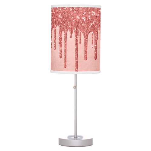 Dripping Peach Glitter  Terra Cotta Coral Orange Table Lamp