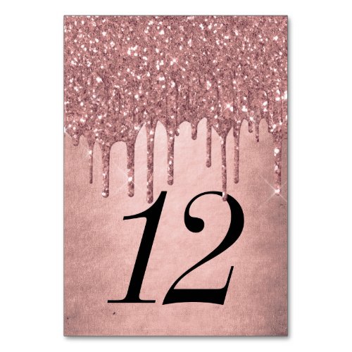 Dripping Peach Glitter  Terra Cotta Coral Orange Table Number