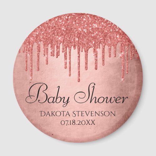 Dripping Peach Glitter  Terra Cotta Coral Shower Magnet