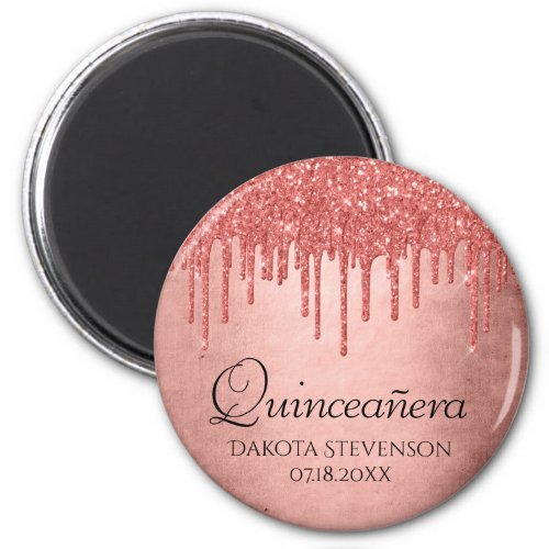 Dripping Peach Glitter  Terra Cotta Quinceanera Magnet