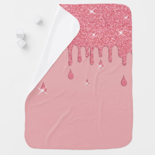Dripping Pink Glitter Effect & Sparkles Baby Blanket