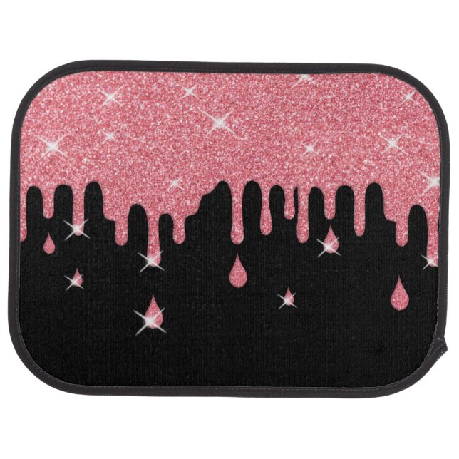 Dripping Pink Glitter Effect & Sparkles Car Floor Mat (Rear)