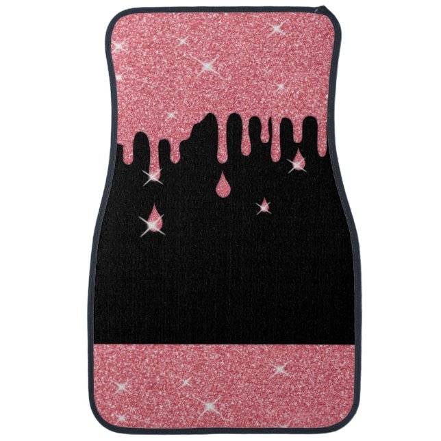 Dripping Pink Glitter Effect & Sparkles Car Floor Mat (Front)