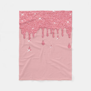 Dripping Pink Glitter Effect & Sparkles Fleece Blanket