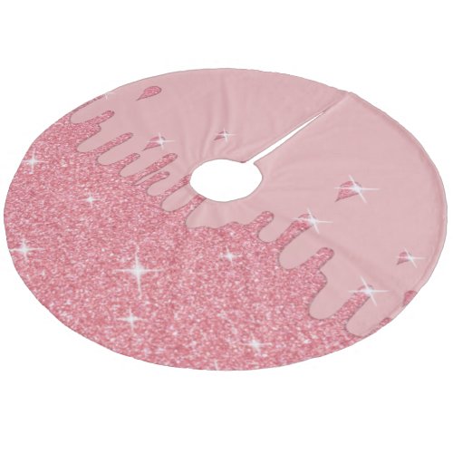 Dripping Pink Glitter Effect  Sparkles Fleece Tree Skirt