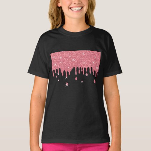 Dripping Pink Glitter Effect  Sparkles T_Shirt