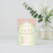Dripping Pink Glitter Soap Fragrance Ingredients Business Card (Standing Front)