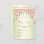 Dripping Pink Glitter Soap Fragrance Ingredients Business Card (Front/Back)
