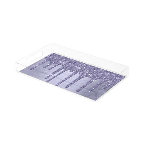 Dripping Purple Glitter  Chic Lavender Icing Pour Acrylic Tray
