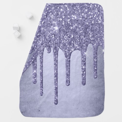 Dripping Purple Glitter  Chic Lavender Icing Pour Baby Blanket