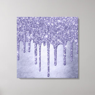 Dripping Purple Glitter Chic Lavender Icing Pour Canvas Print
