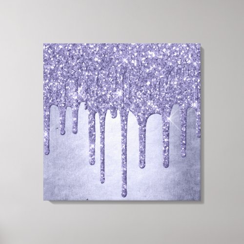 Dripping Purple Glitter  Chic Lavender Icing Pour Canvas Print