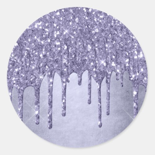 Dripping Purple Glitter  Chic Lavender Icing Pour Classic Round Sticker