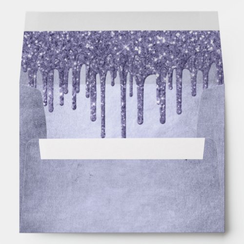 Dripping Purple Glitter  Chic Lavender Icing Pour Envelope