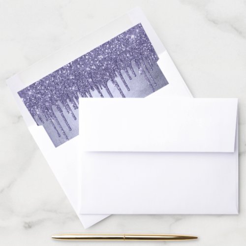 Dripping Purple Glitter  Chic Lavender Icing Pour Envelope Liner