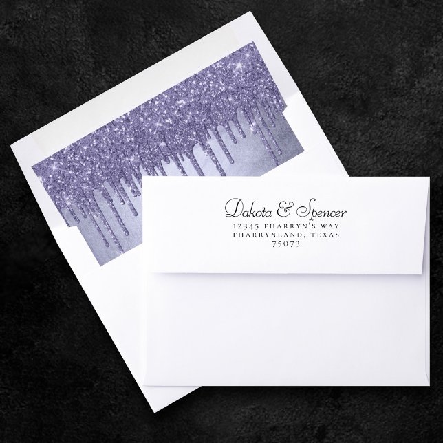 Dripping Purple Glitter | Chic Lavender Icing Pour Envelope Liner (Creator Uploaded)