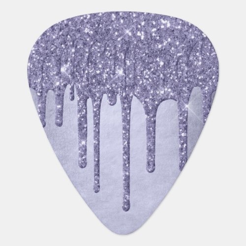 Dripping Purple Glitter  Chic Lavender Icing Pour Guitar Pick