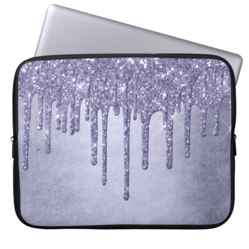 Dripping Purple Glitter  Chic Lavender Icing Pour Laptop Sleeve