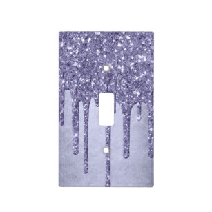 Dripping Purple Glitter   Chic Lavender Icing Pour Light Switch Cover