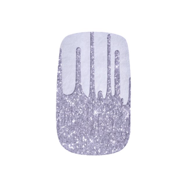 Dripping Purple Glitter | Chic Lavender Icing Pour Minx Nail Art (Left Thumb)
