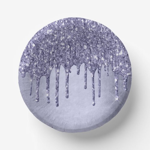 Dripping Purple Glitter  Chic Lavender Icing Pour Paper Bowls
