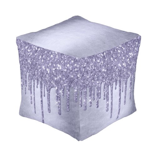 Dripping Purple Glitter  Chic Lavender Icing Pour Pouf