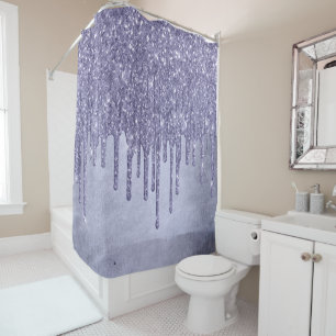 Dripping Purple Glitter   Chic Lavender Icing Pour Shower Curtain