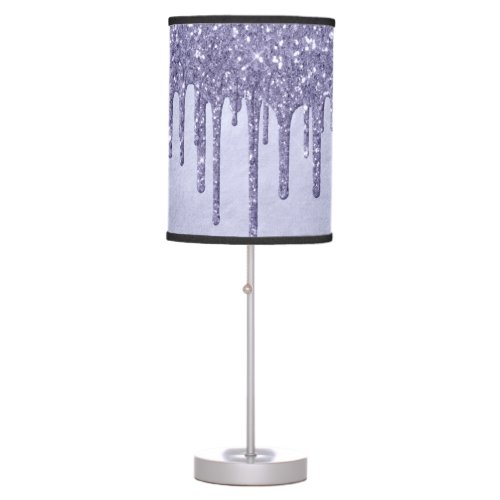 Dripping Purple Glitter  Chic Lavender Icing Pour Table Lamp