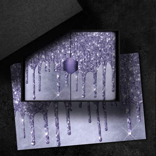 Dripping Purple Glitter  Chic Lavender Icing Pour Tissue Paper