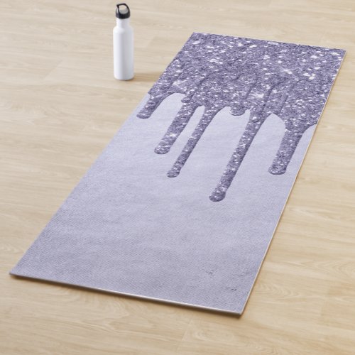 Dripping Purple Glitter  Chic Lavender Icing Pour Yoga Mat