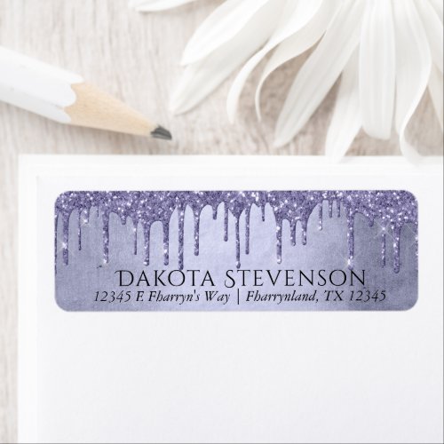 Dripping Purple Glitter  Lavender Icing Address Label