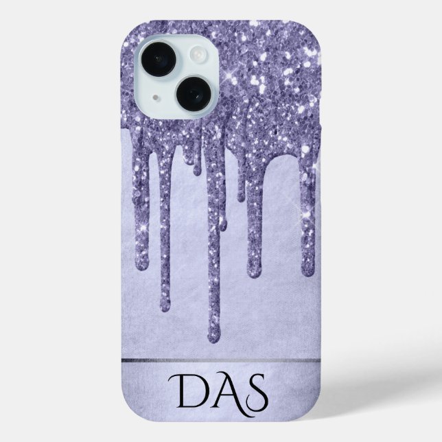 Dripping Purple Glitter | Lavender Icing Monogram Case-Mate iPhone Case (Back)