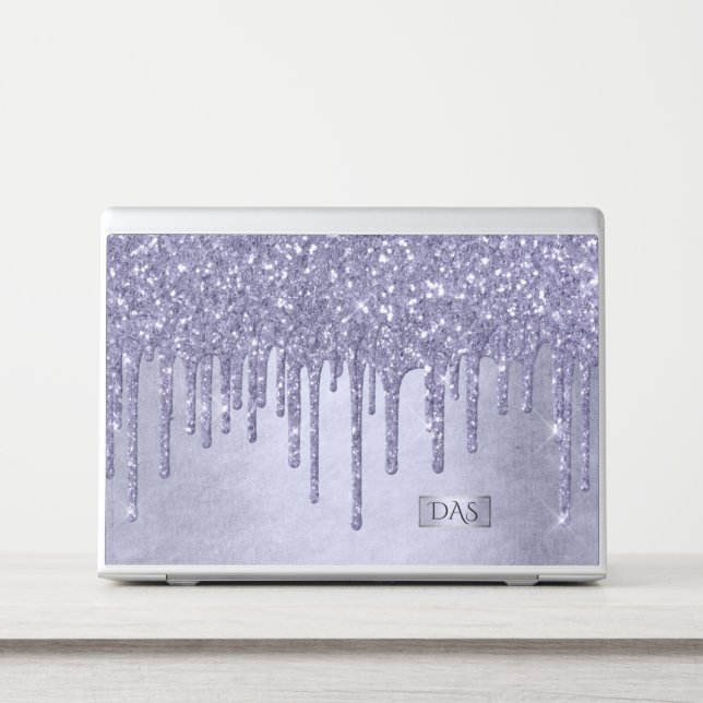 Dripping Purple Glitter | Lavender Icing Monogram HP Laptop Skin (Front)