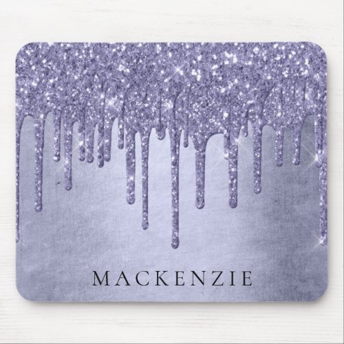 Dripping Purple Glitter  Lavender Icing Monogram Mouse Pad