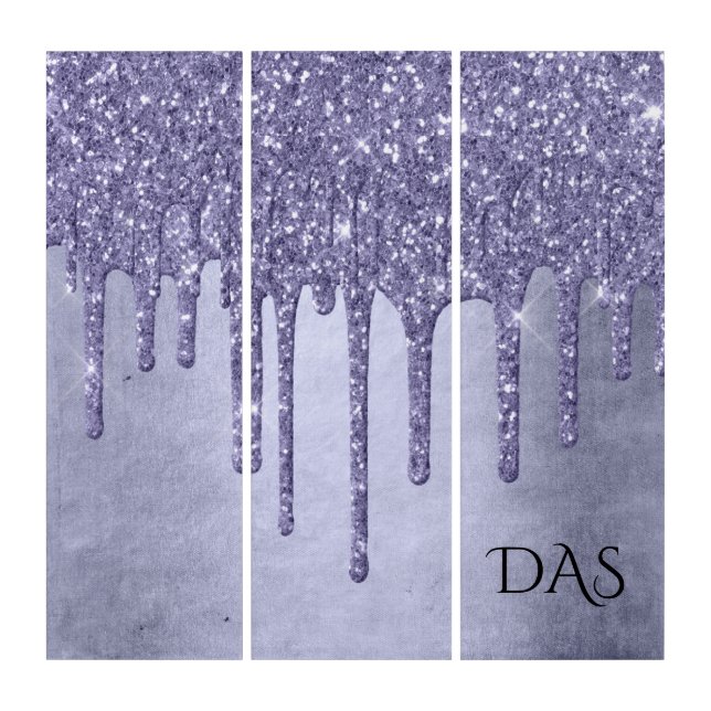 Dripping Purple Glitter | Lavender Icing Monogram Triptych (Front)