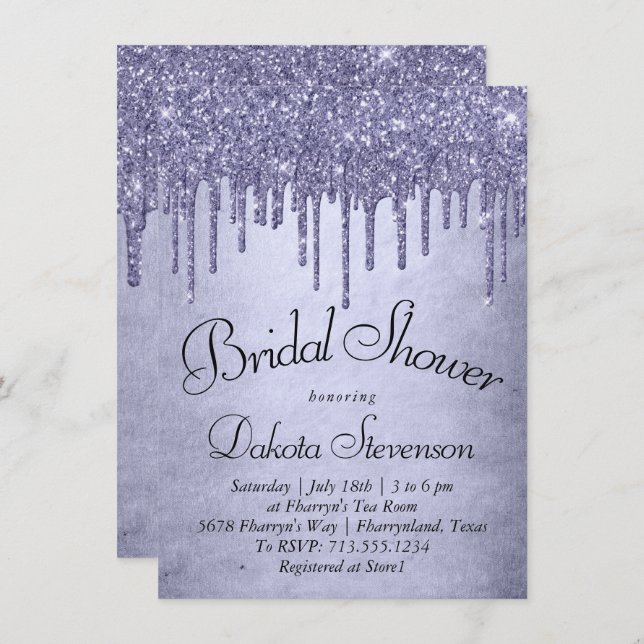 Dripping Purple Glitter | Lavender Icing Shower Invitation (Front/Back)