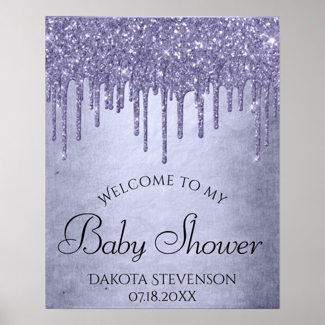 Dripping Purple Glitter | Lavender Icing Shower Poster (Front)