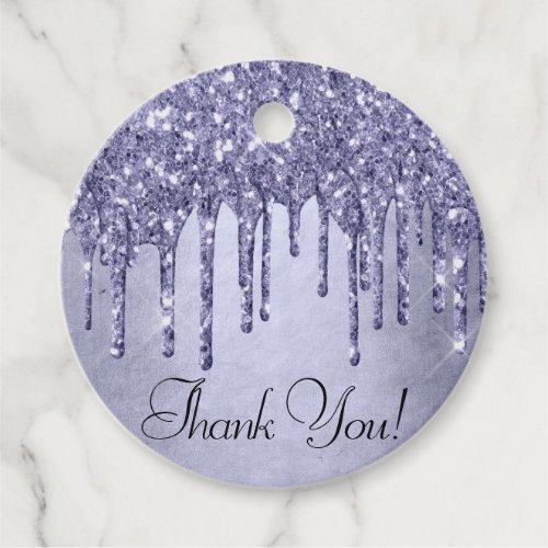 Dripping Purple Glitter  Lavender Icing Thank You Favor Tags