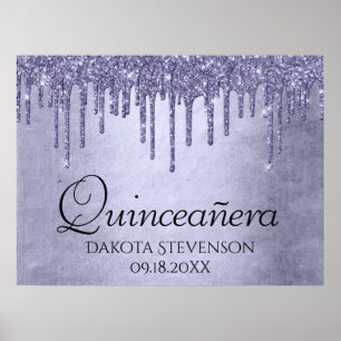 Dripping Purple Glitter Lavender Quinceanera Poster