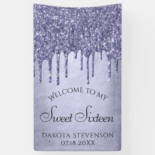 Dripping Purple Glitter  Lavender Sweet Sixteen Banner