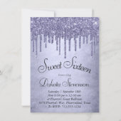 Dripping Purple Glitter | Lavender Sweet Sixteen Invitation (Front)