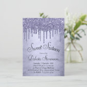 Dripping Purple Glitter | Lavender Sweet Sixteen Invitation (Standing Front)