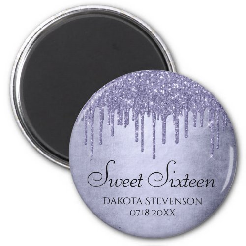 Dripping Purple Glitter  Lavender Sweet Sixteen Magnet
