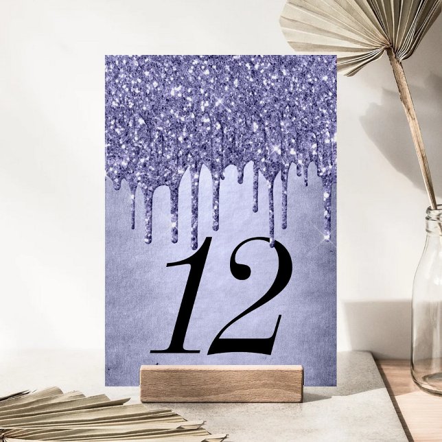 Dripping Purple Glitter | Lavender Sweet Sixteen Table Number (Creator Uploaded)