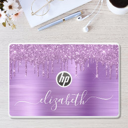 Dripping Purple Glitter Personalized HP Laptop Skin