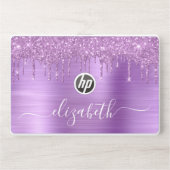 Dripping Purple Glitter Personalized HP Laptop Skin (Front)